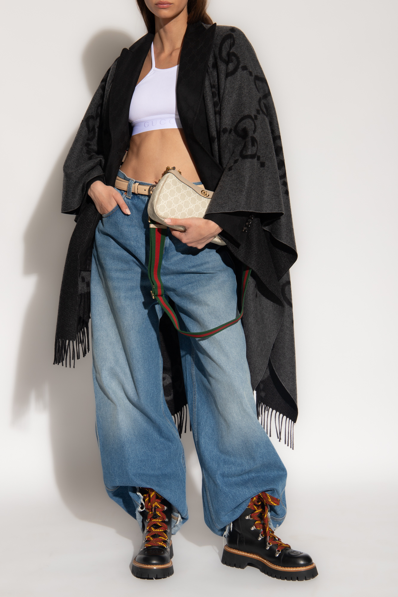 SchaferandweinerShops GB - Grey Cashmere poncho Gucci